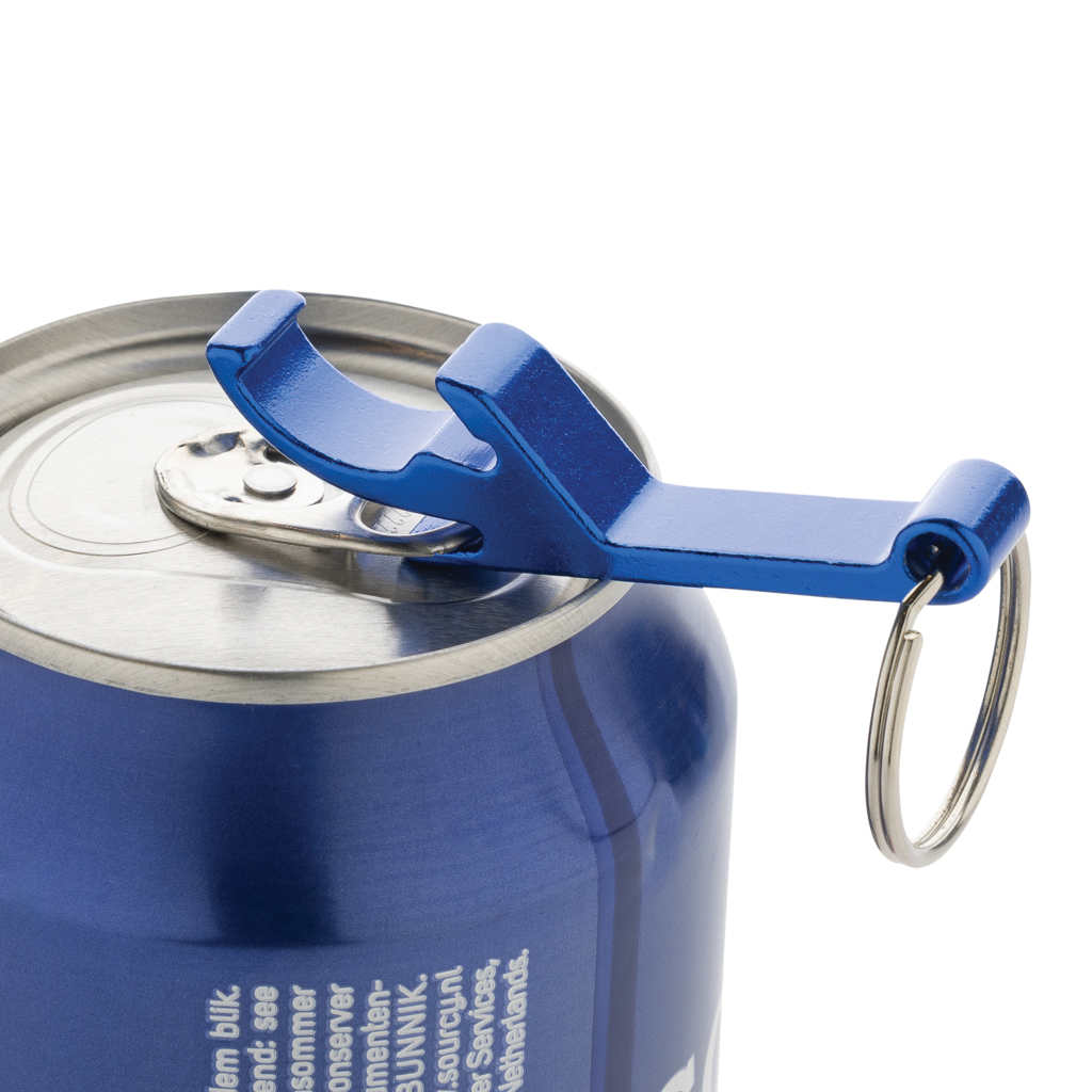 Flaschen- und Dosenöffner aus RCS recyceltem Aluminium, blau