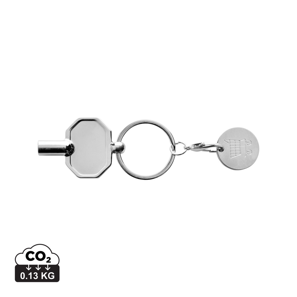 RCS Heizkörpschlüssel & Einkaufswagens-Chip am Schlüsselring, silber