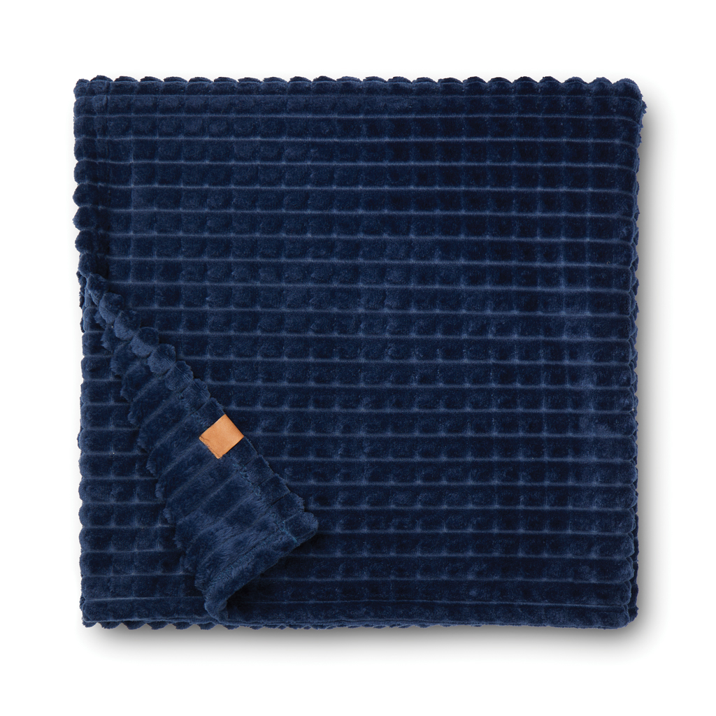 VINGA Branson Decke aus GRS recyceltem PET, navy blau