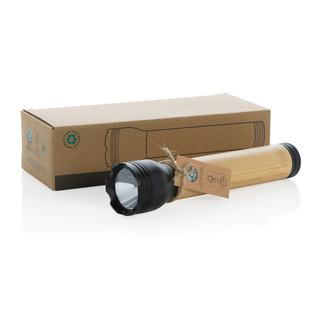 Lucid 5W Taschenlampe aus RCS recyceltem Kunststoff & Bambus, schwarz