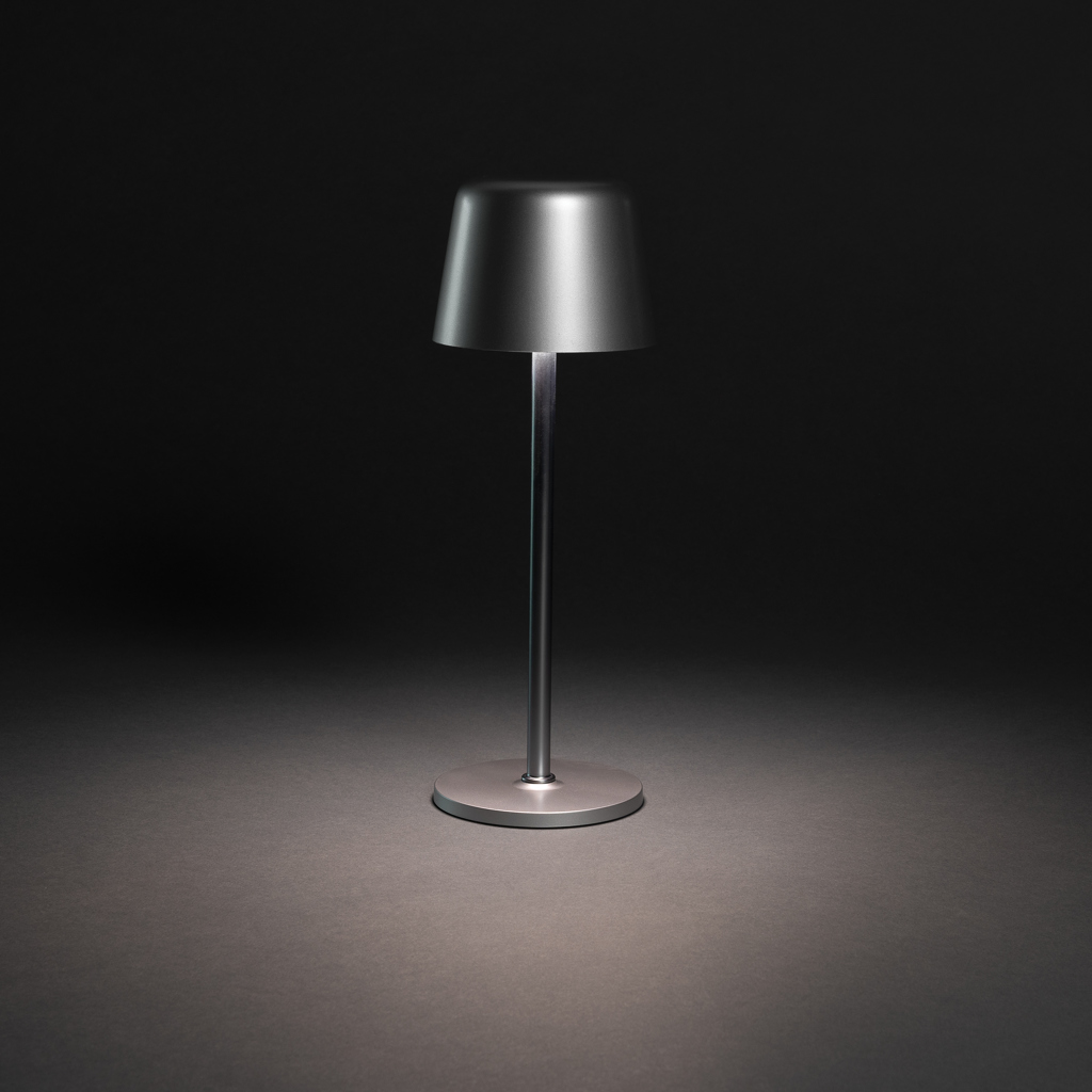 Zenic USB Tischleuchte aus RCS recyceltem Kunststoff, silber