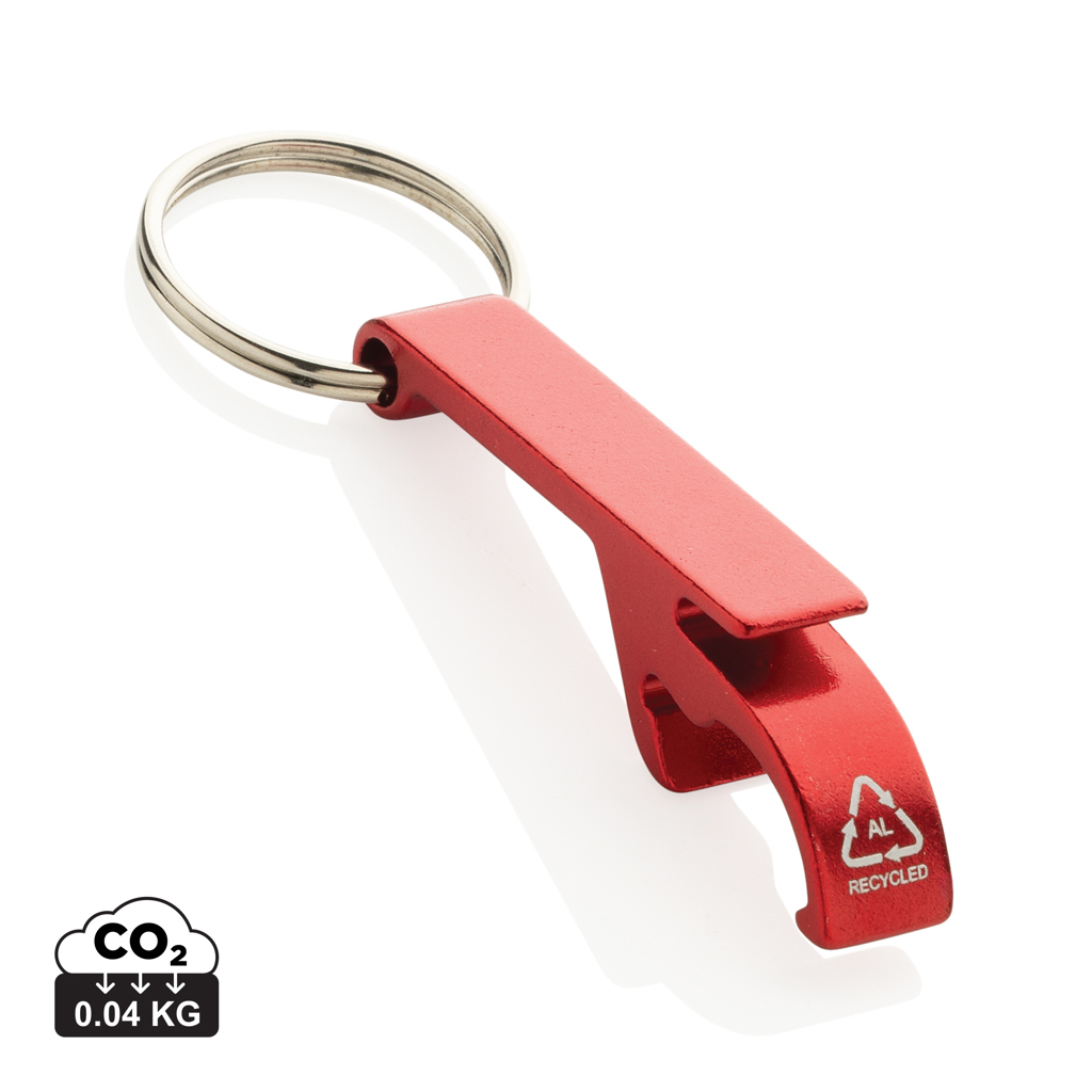 Flaschen- und Dosenöffner aus RCS recyceltem Aluminium, rot