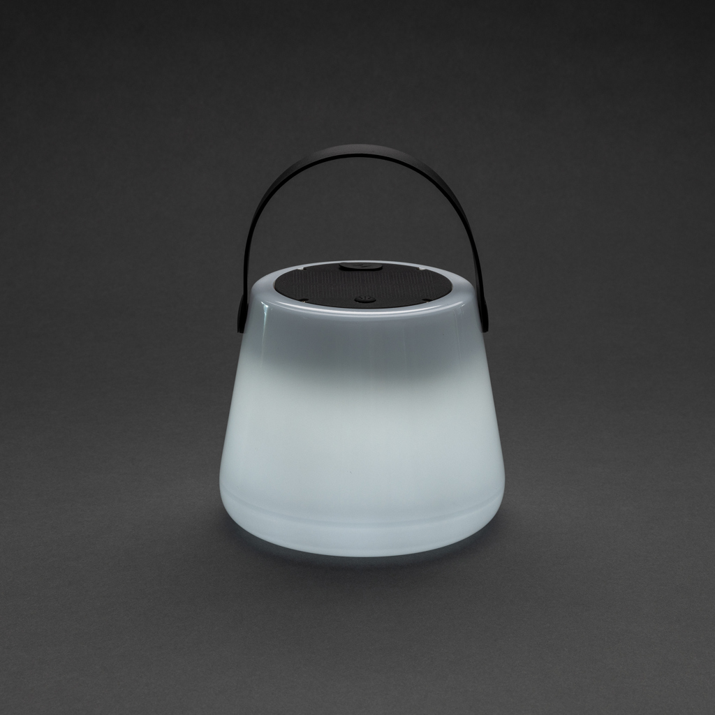 SolarGlow Außenleuchte aus RCS rec. Kunststoff mit USB-Lampe, weiß