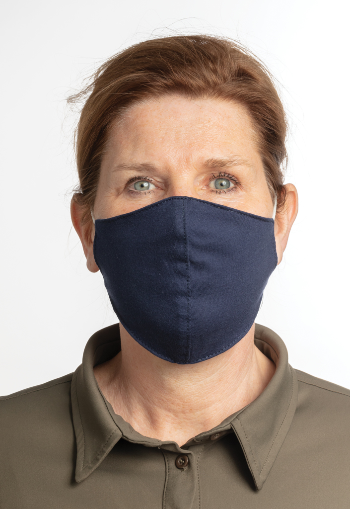 Wiederverwendbare 2-lagige Baumwoll-Gesichtsmaske, navy blau