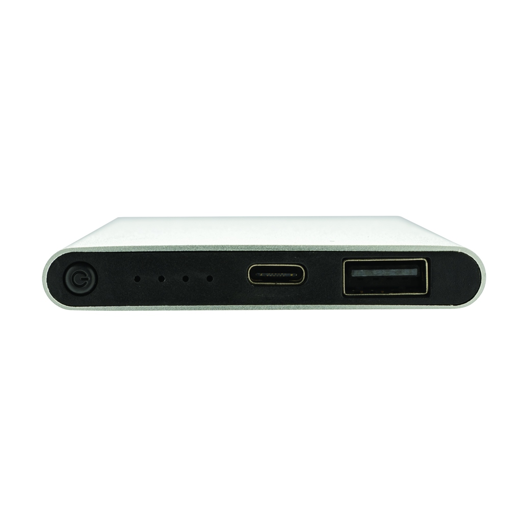 4.000mAh Type-C Powerbank aus RCS recyeltem ABS & Aluminium, silber