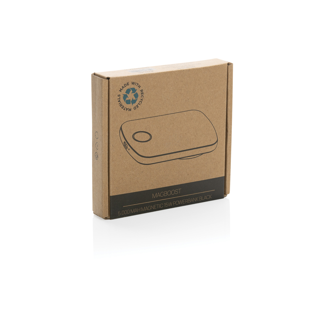 MagBoost 5.000mAh magnetische Powerbank aus RCS rec. Plastik, schwarz
